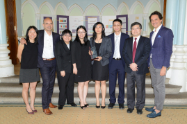 (From left) Group photo of Ms Sonia Cheung (LV representative), Mr. Vincent Barale (LV representative), four members of Team HKG,, Dean of HKU Faculty of Engineering Professor Norman Tien and Mr. Sorin Ciocan-Vladescu (LV representative). 